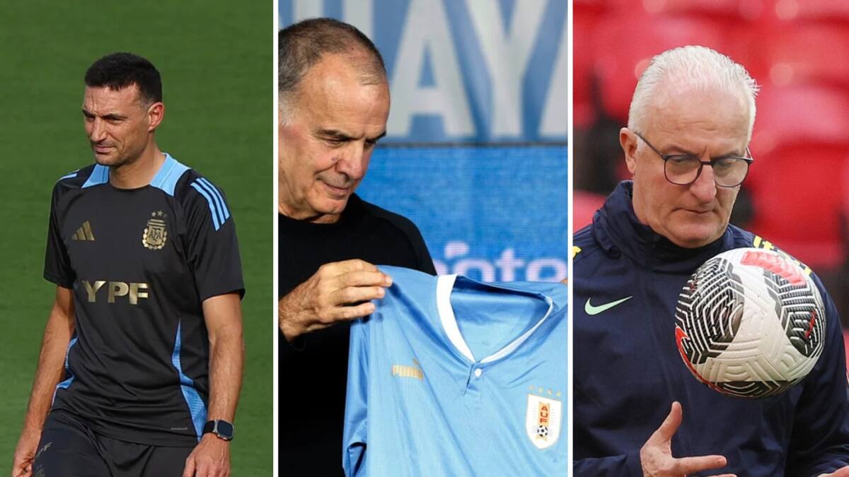 Lionel Scaloni, Marcelo Bielsa y Dorival Junior. Fotos: NA y EFE