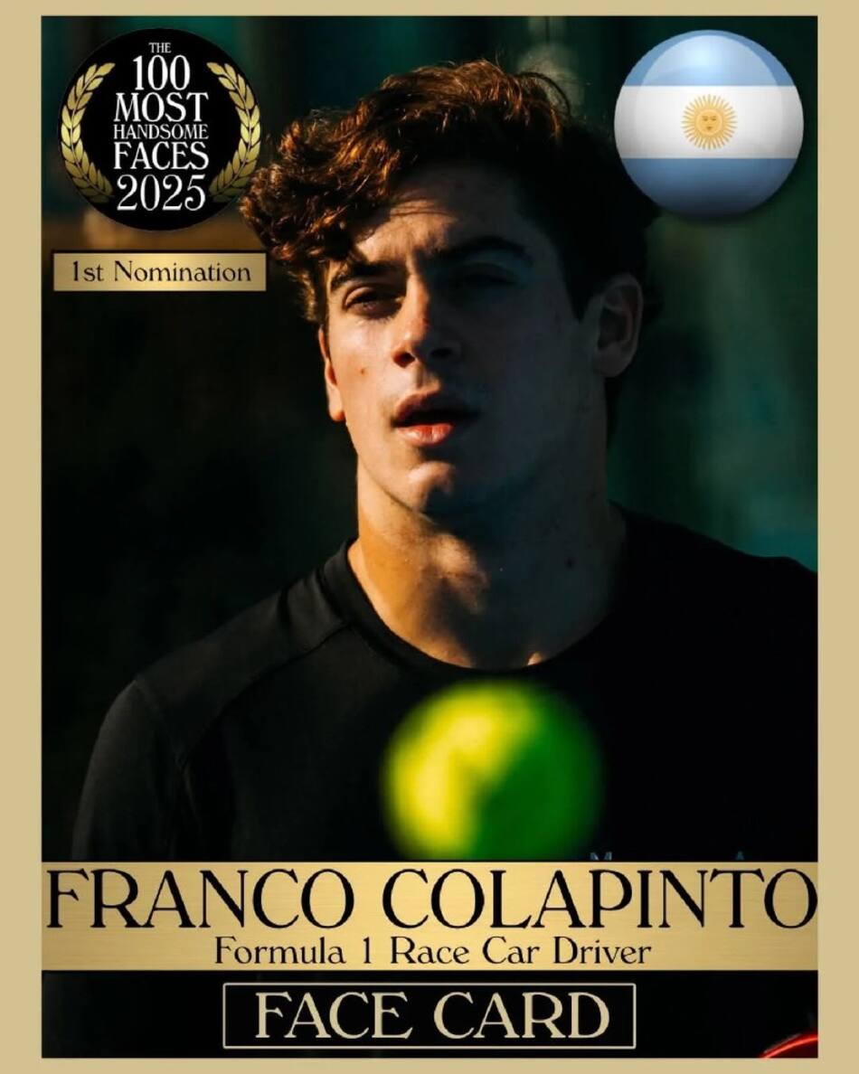 Franco Colapinto, nominado a los 100 rostros más hermosos de 2025. Foto: Instagram @tccandler