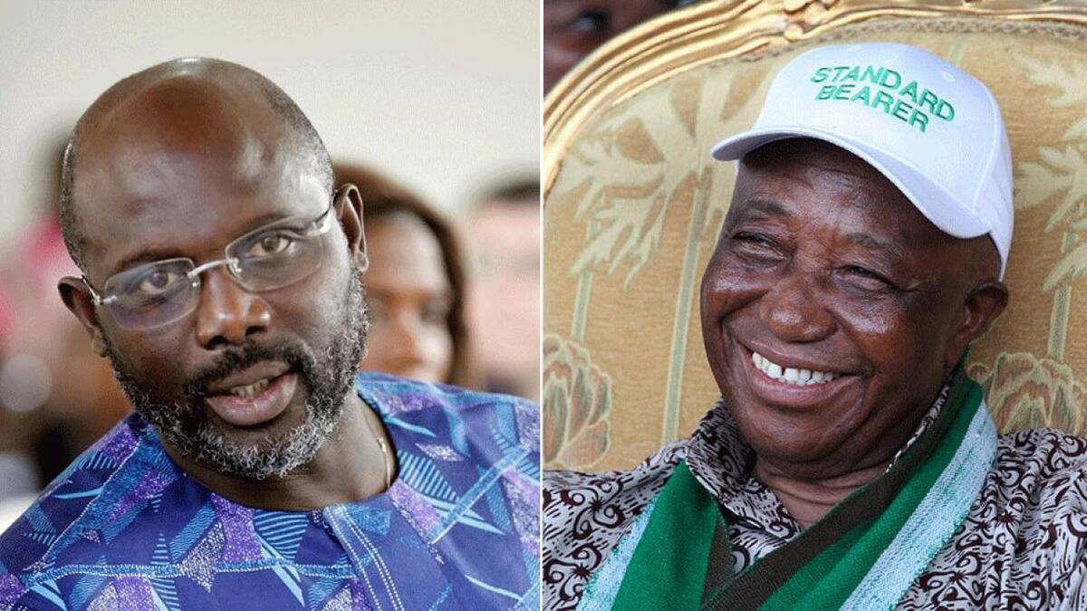 George Weah y Joseph Boakai, candidatos a presidente de Liberia.