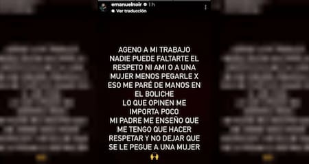 El descargo de Emanuel Noir en redes. Foto: NA.