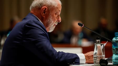 Lula da Silva en su discurso en la cumbre de los BRICS. Foto: Reuters.