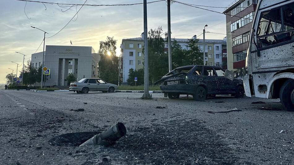 Consecuencias del bombardeo en Shebekino, región rusa de Belgorod. Foto: EFE