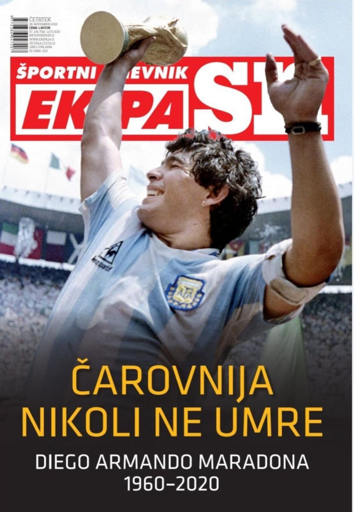 Muerte de Maradona por el diario esloveno Sportni