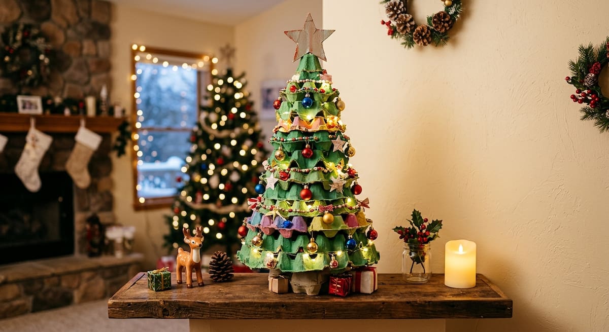 El cartón de huevos que ibas a tirar puede convertirse en un original árbol de Navidad