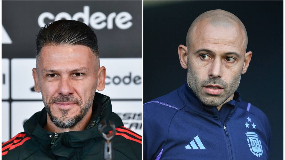 Martín Demichelis y Javier Mascherano. Fotos: NA.