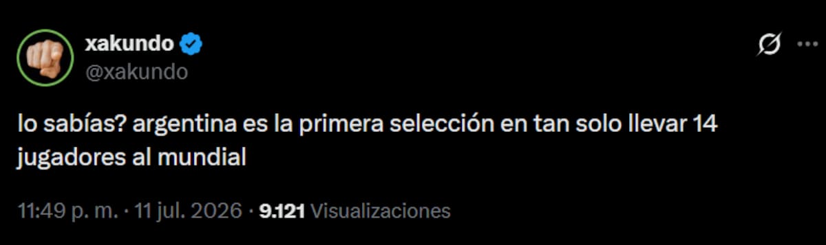 Meme de X por el partido de Argentina.