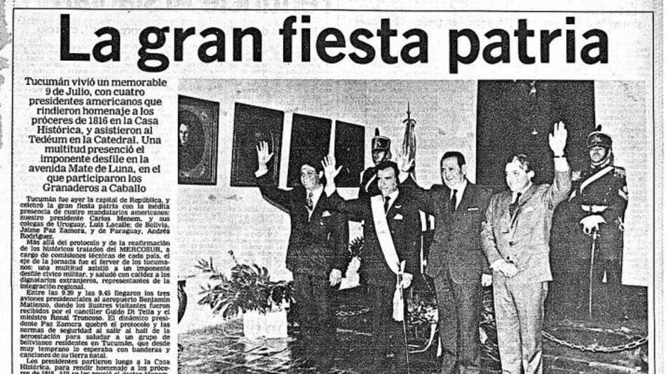 Carlos Menem, 9 de julio, 1991, foto La Gaceta de Tucumán