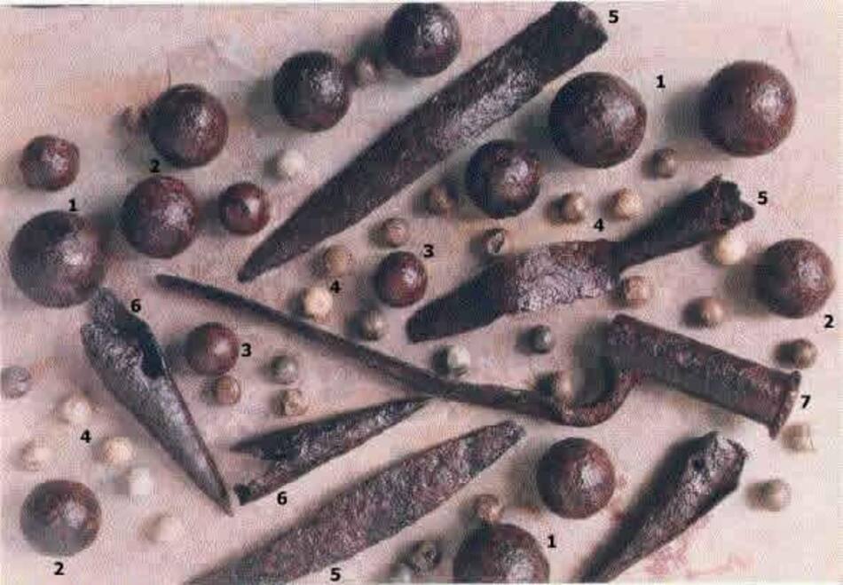 Objetos encontrados que se usaron en la Batalla de Pavón