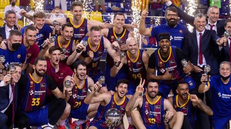 Festejo del Barcelona en la Liga de Basquet de España, AGENCIA EFE