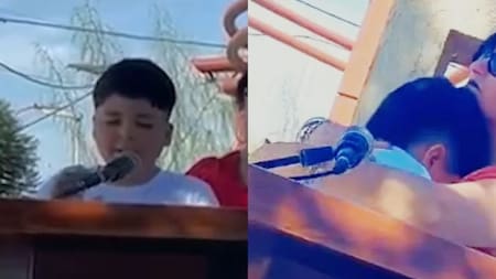 El llanto de Lorenzo en el acto del 2 de abril: el homenaje al abuelo excombatiente de Malvinas que conmovió a todos