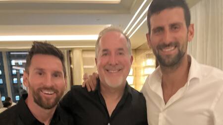 Encuentro en Nueva York de Lionel Messi, Jorge Más y Novak Djokovic.