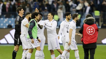 Festejo del Real Madrid ante el Valencia por la semifinal de la Supercopa de España. Foto: REUTERS.