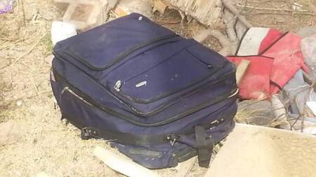 La valija donde se encontraba el padre descuartizado. Foto: NA.