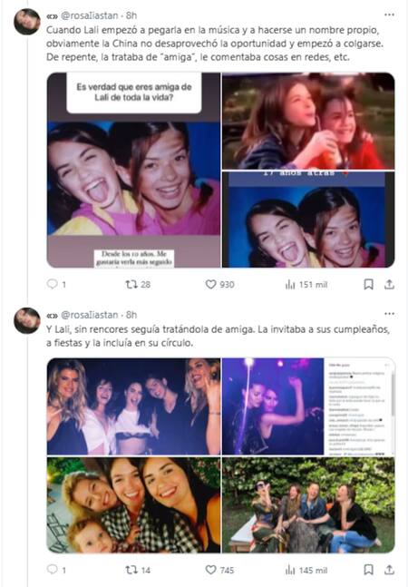 Lali Espósito y la China Suárez 5. Foto: X.