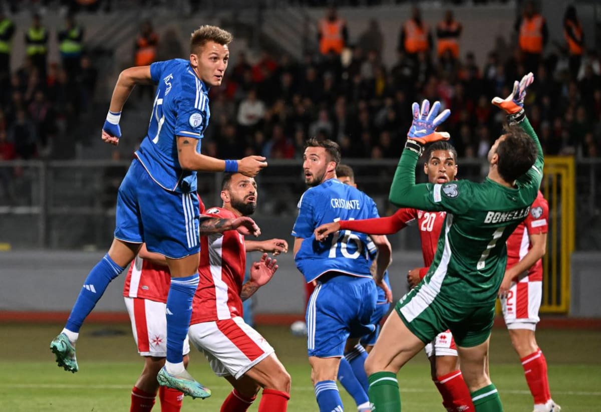 Gol de Mateo Retegui; Malta vs. Italia. Foto: Reuters.