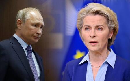 Vladimir Putin y Ursula von der Leyen, Rusia, Unión Europea, NA