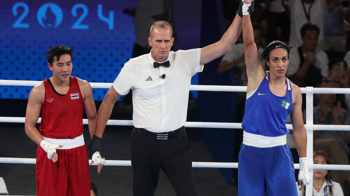 Triunfo de Imane Khelif en los Juegos Olímpicos de París 2024. Foto: EFE.