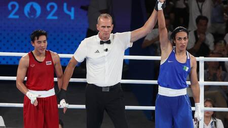 Triunfo de Imane Khelif en los Juegos Olímpicos de París 2024. Foto: EFE.