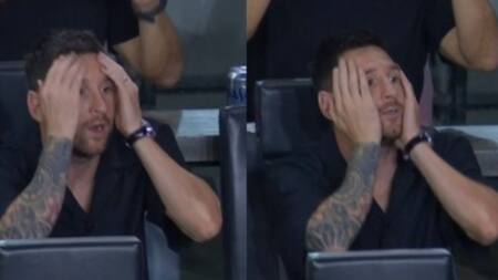 Lionel Messi en la tribuna. Foto: captura video