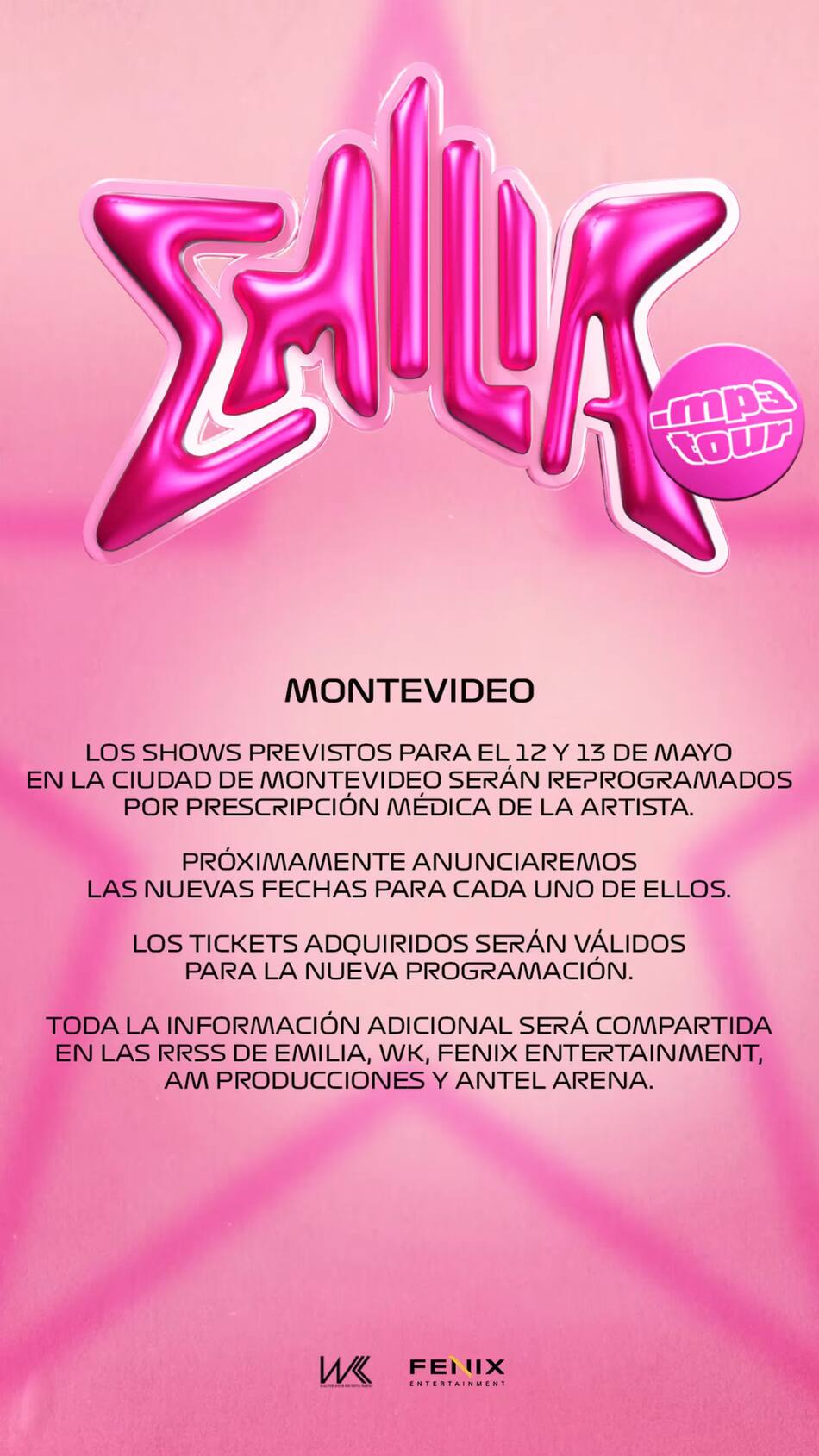 Emilia Mernes canceló varios de sus shows por su salud. Foto: Instagram.