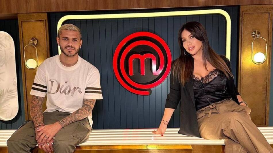 Mauro Icardi y Wanda Nara en una grabación de MasterChef. Foto: Instagram @mauroicardi.