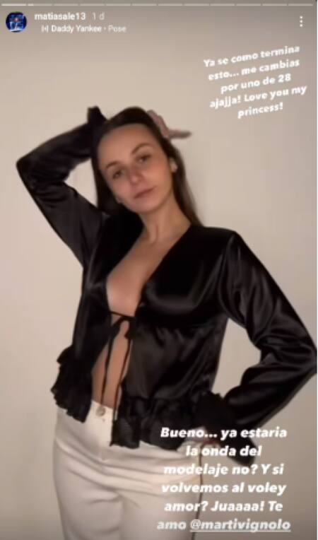 La foto de Martina Vignolo y el comentario de Matías Alé. Foto: Instagram.