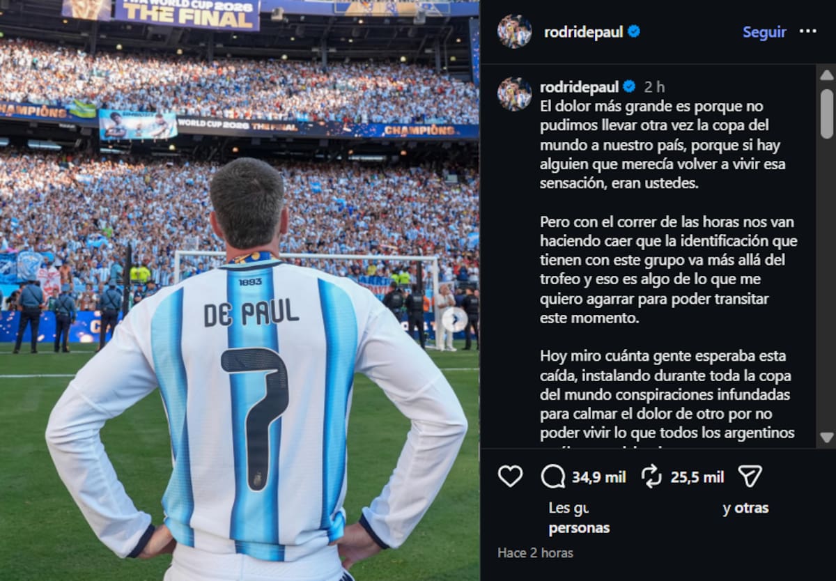 Mensaje en las redes sociales tras la final del Mundial.