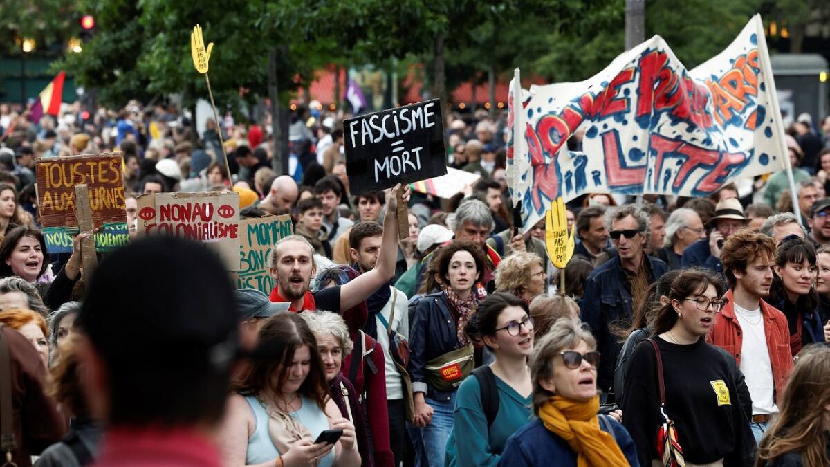 Manifestaciones en Francia contra la extrema derecha. Foto: Reuters.