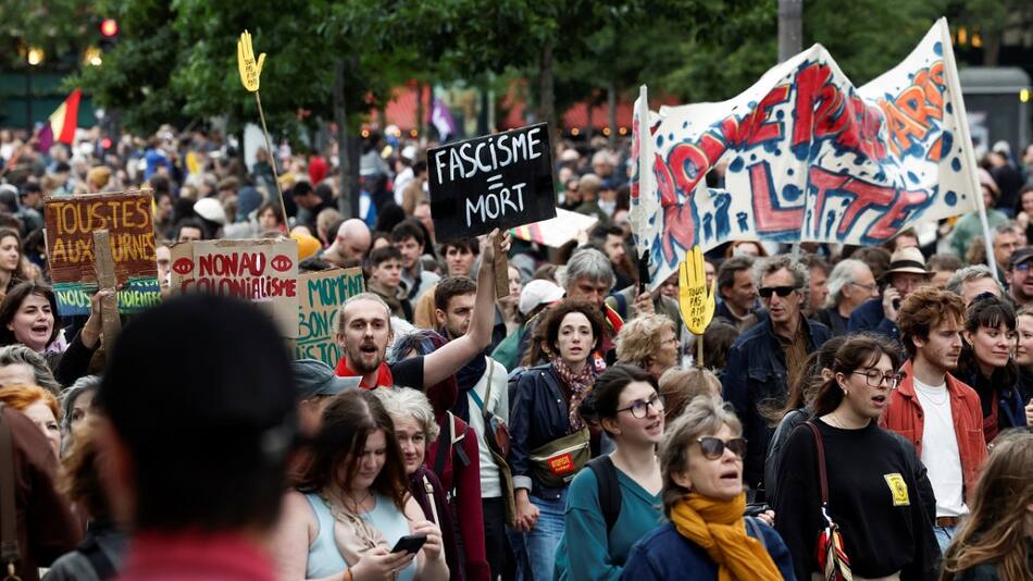 Manifestaciones en Francia contra la extrema derecha. Foto: Reuters.