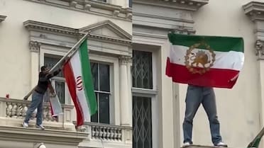 Máxima tensión: cae la bandera del régimen islámico en la embajada de Irán en Londres