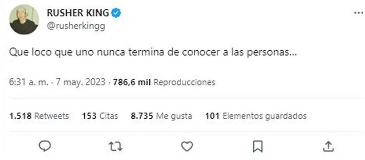 La supuesta indirecta de Rusherking a la China Suárez. Foto: Captura.