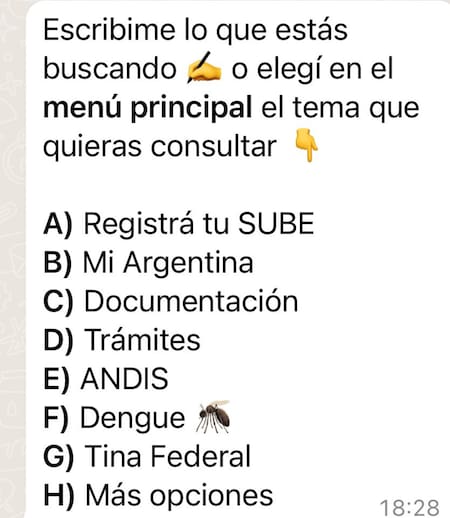 Chatbot Tina de la AFIP.