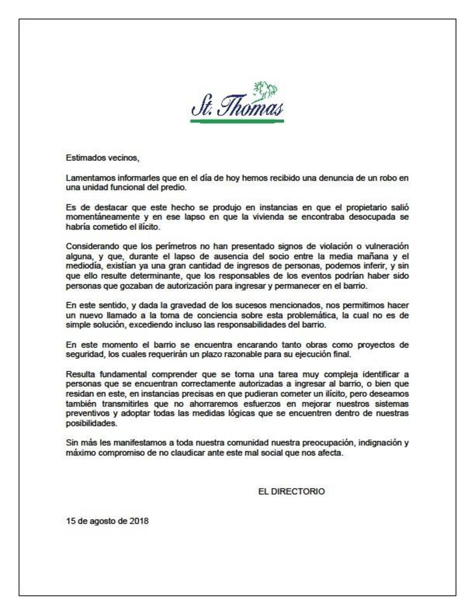 Crecen los robos en el country Saint Thomas de Canning