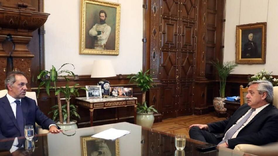 Alberto Fernández y Daniel Scioli, reunión en la Rosada. Foto: archivo presidencia.