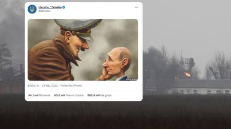 Mensaje de Ucrania en su Twitter oficial: Hitler orgulloso de Putin