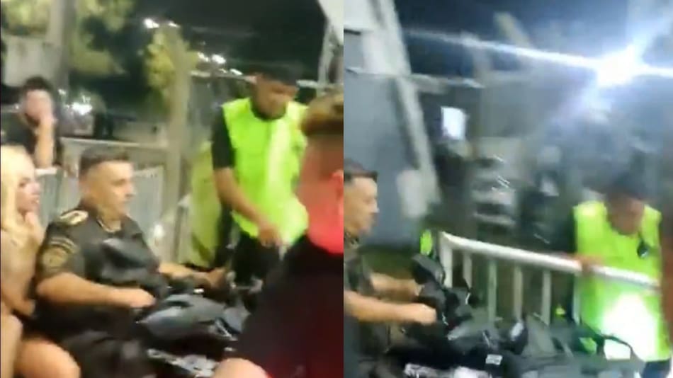 Un policía intenta ingresar por la fuerza al recital de Los Piojos. Fuente: Captura