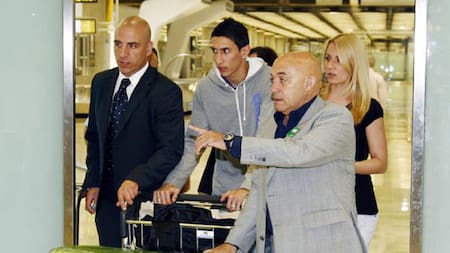 Ángel Di María y Jorgelina Cardoso llegando a Madrid. Foto: gentileza diario Marca