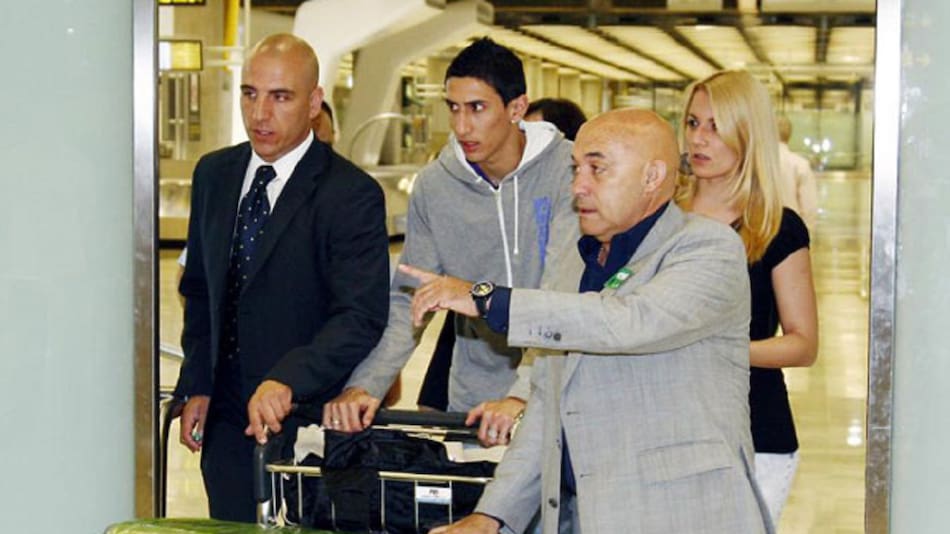 Ángel Di María y Jorgelina Cardoso llegando a Madrid. Foto: gentileza diario Marca