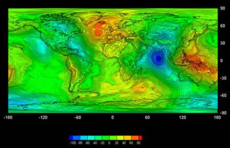 Mapa de gravedad. Foto: Agencia Espacial Europea. (ESA)
