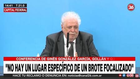Ginés González García, ministro de Salud, conferencia, Canal 26