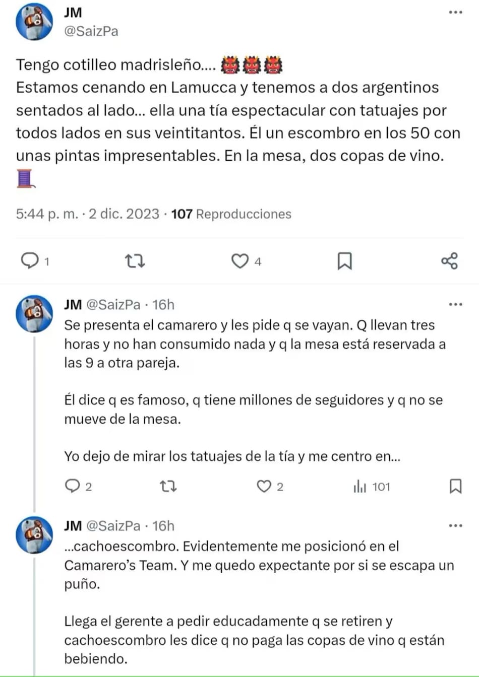 Supuestos motivos por los que habrían echado a Cande Tinelli del bar. Foto: X/SaizPa