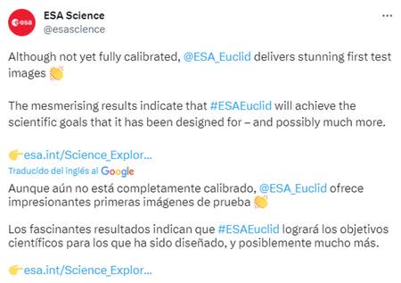 La Agencia Espacial Europea compartió algunas imágenes a través de Twitter.