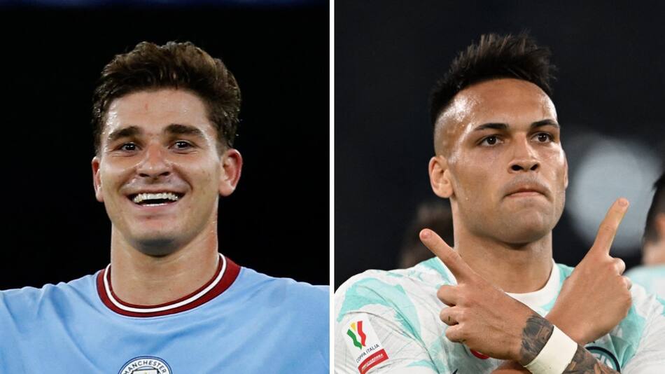 El delantero del Manchester City y el del Inter podrían compartir minutos. Foto: NA.