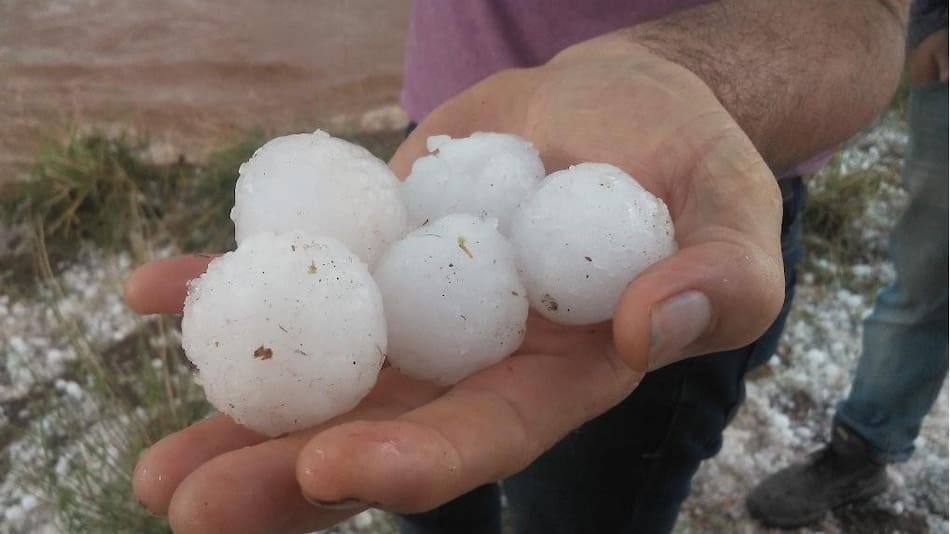 Temporal de granizo en San Rafael, Mendoza.