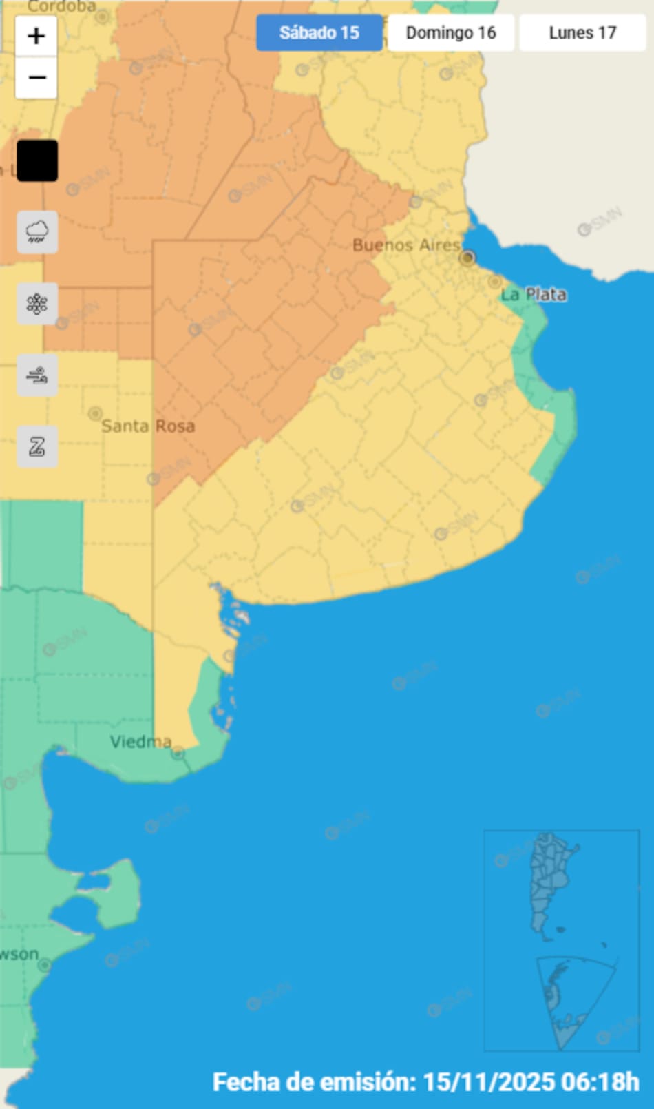 Alerta amarilla y naranja por tormentas en Buenos Aires.