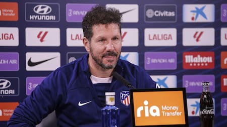 Conferencia de prensa de Diego Simeone en el Atlético de Madrid. Foto: EFE.