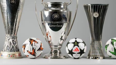 Trofeos de la Europa League, Champions League y Conference League.