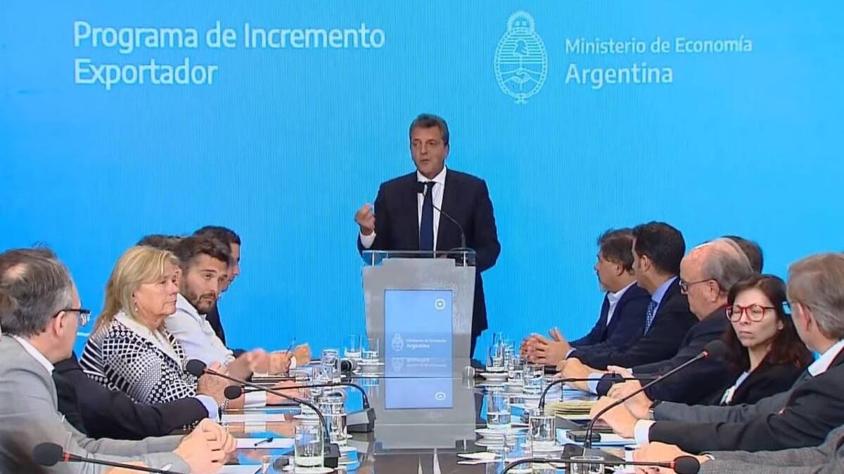 Sergio Massa, anuncia el "Programa de Incremento de las Exportaciones" Foto NA: imagen video