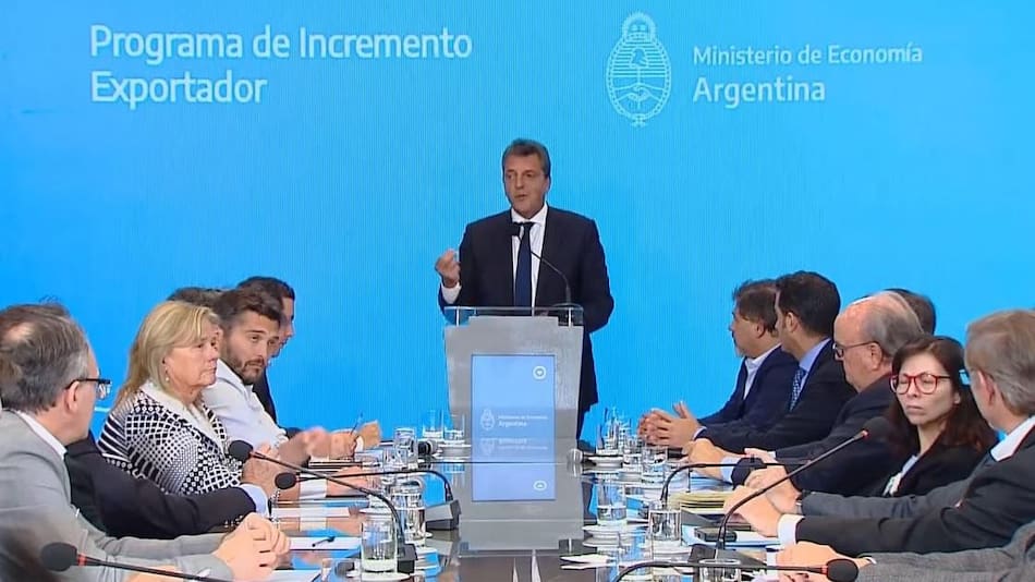Sergio Massa, anuncia el "Programa de Incremento de las Exportaciones" Foto NA: imagen video