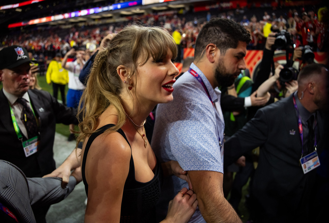 Taylor Swift en el Super Bowl. Foto: REUTERS.